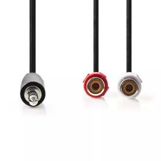 Nedis CAGB22250BK02 - Stereo zvočni kabel | 3,5 mm vtič - 2x vtičnica RCA | 0,2 m | Črna