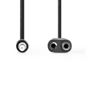 Nedis CAGB22100BK02 - Stereo zvočni kabel | 3,5 mm vtič - 2× 3,5 mm vtič | 0,2 m | črna