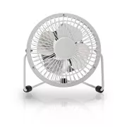 Nedis FNDK1WT10 - Kovinski mini ventilator | Premer 10 cm | Napajanje prek USB | Bela