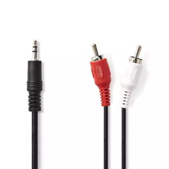 Nedis CAGB22200BK15 - Stereo zvočni kabel | 3,5 mm vtič - 2x vtič RCA | 1,5 m | črna