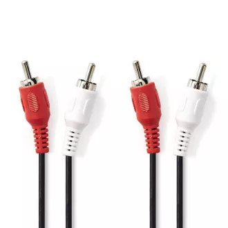 Nedis CAGB24200BK20 - Stereo zvočni kabel | 2x RCA vtič - 2x RCA vtič | 2 m | Črna