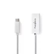 Nedis CCGB64950WT02 – USB-napajalnik | USB 3.2 Gen 1 | 1000 Mbps | USB-C vtič | RJ45 vtičnica | 0,20 m | bela