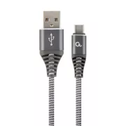GEMBIRD CABLEXPERT Kabel USB 2.0 AM do Type-C (AM/CM), 2 m, pleten, sivo-bel, blister, PREMIUM KAKOVOST