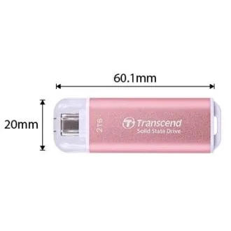 Transcend ESD300P 2TB, zunanji SSD, USB 10Gb/s, tip C, 1050MB/R, 950MB/W, roza