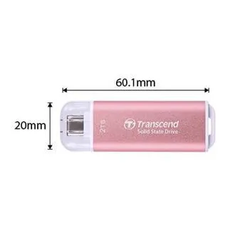 Transcend ESD300P 2TB, zunanji SSD, USB 10Gb/s, tip C, 1050MB/R, 950MB/W, roza