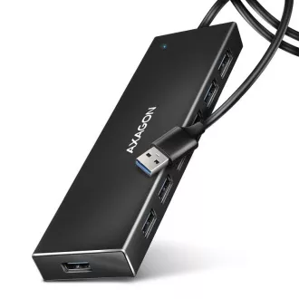 AXAGON HUE-F7A, 7x USB 3.2 Gen 1 ALU FLAT CHARGING vozlišče, napajalni priključek micro USB, 1 m kabel USB-A