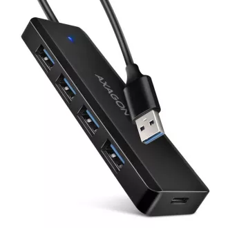 AXAGON HUE-C1A potovalno vozlišče s štirimi priključki USB-A 5Gbps/priključek USB-C za zunanje napajanje/kabel 19 cm