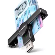 AXAGON CRE-SMPA Zložljiv žepni bralnik pametnih kartic USB-A. Primeren za aplikacijo eCitizen.