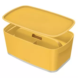 LEITZ Škatla za shranjevanje s pokrovom MyBox Cosy   Organizer z ročajem, velikost S, toplo rumena