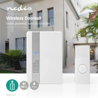 Nedis DOORB223CWT – Komplet brezžičnega hišnega zvonca | Napajanje iz omrežja | 36 melodij