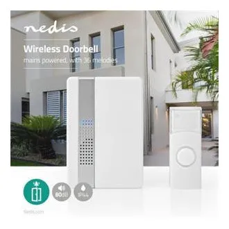 Nedis DOORB223CWT – Komplet brezžičnega hišnega zvonca | Napajanje iz omrežja | 36 melodij