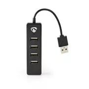 Nedis UHUBU2420BK - Računalniško vozlišče | Vtič USB-A | 4x USB A ženske | 4 vrata | USB 2.0 | USB Power