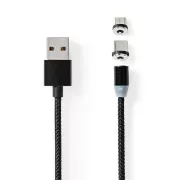 Nedis CCGB60630BK20 - Kabel USB 2.0 | Vtič USB Micro-B / vtič USB-C™ | 10 W | 2,00 m | okrogel | črn