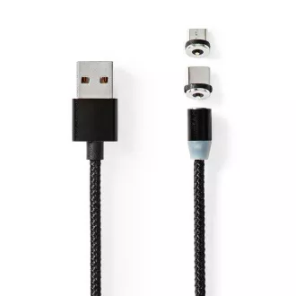 Nedis CCGB60630BK20 - Kabel USB 2.0 | Vtič USB Micro-B / vtič USB-C™ | 10 W | 2,00 m | okrogel | črn