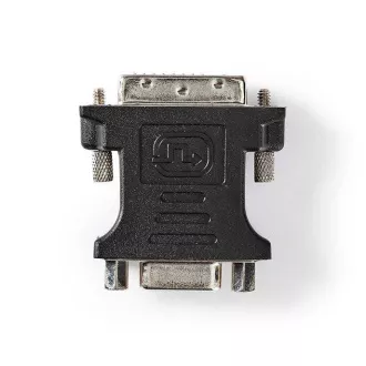 Nedis CCGB32902BK - Adapter DVI| DVI-I 24 5 vtič | VGA vtičnica | Niklena obloga | Ravno | PVC | Črna