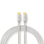 Nedis CCTB60800AL20 - Kabel USB 2.0 | Vtič USB-C™ | Vtič USB-C™ | 480 Mb/s | 2,00 m | Srebrna