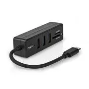 Nedis CCGB64780BK01 - vozlišče USB| 1x USB-C™ | 1x USB A / 1x USB-C™ | 4 vrata | USB 2.0 | USB Power | SD & Micr