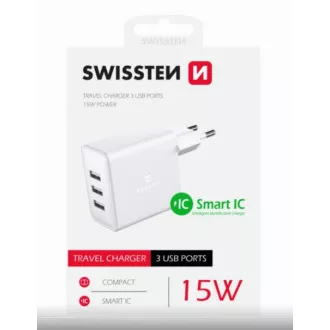 SWISSTEN NETWORK ADAPTER 3x USB 3A 15W BELA