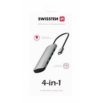 SWISSTEN USB-C HUB 4-V-1 (4x USB 3.0) ALUMINIJ SWISSTEN USB-C HUB 4-V-1 (4x USB 3.0) ALUMINIJ