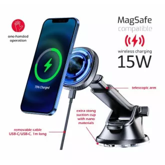 MAGNETNI AVTOMOBILNI DOBAVITELJ SWISSTEN Z BREZŽIČNIM POLNJENJEM 15W (združljiv s sistemom MagSafe)