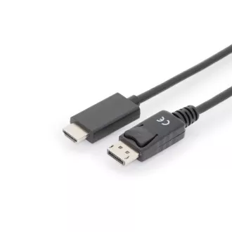 Digitus Kabelski adapter DisplayPort, DP - HDMI tipa A, M/M, 2,0 m, z blokado, DP 1.2_HDMI 2.0, 4K/60Hz, CE, bl