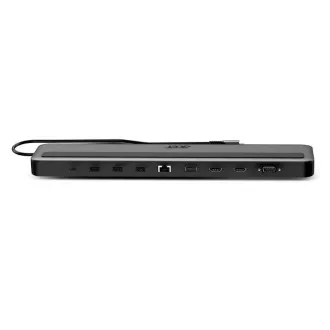 Acer 13in1 Type C Minidock: 3x USB3.0 (prenos podatkov 5 Gb/s), 1x USB-C (prenos podatkov 5 Gb/s), 1x USB-C Power Delivery (do 100 W)