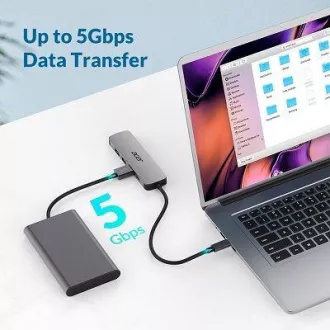 Acer 5IN1 Mini Dock statioType- C, 1x HDMI (do 3840x2160@60hz), 3x USB 3.0 5Gbps, 1x Type-C do 100W PD port (gostitelj)