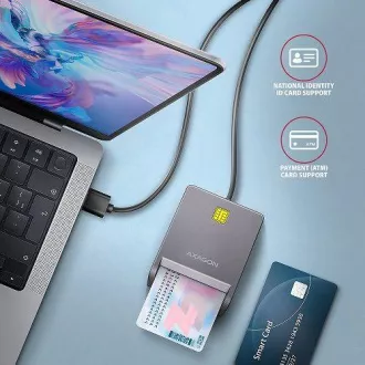 AXAGON CRE-SM3T, USB-A FlatReader kontaktni bralnik kartic Pametna kartica (eObčanka), kabel 1,3 m AXAGON CRE-SM3T, USB-A FlatReader kontaktni bralnik kartic Pametna kartica (eObčanka), kabel 1,3 m