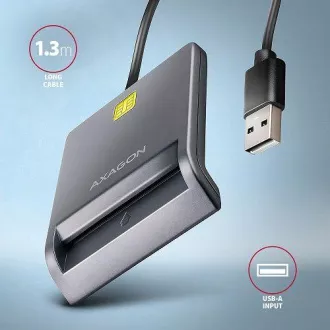 AXAGON CRE-SM3T, USB-A FlatReader kontaktni bralnik kartic Pametna kartica (eObčanka), kabel 1,3 m AXAGON CRE-SM3T, USB-A FlatReader kontaktni bralnik kartic Pametna kartica (eObčanka), kabel 1,3 m