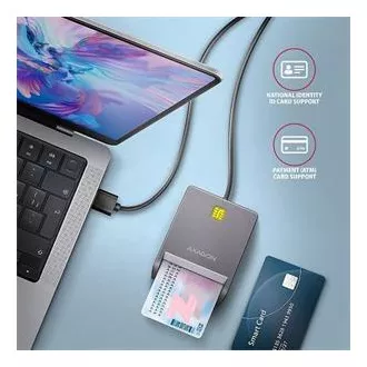 AXAGON CRE-SM3T, USB-A FlatReader kontaktni bralnik kartic Pametna kartica (eObčanka), kabel 1,3 m AXAGON CRE-SM3T, USB-A FlatReader kontaktni bralnik kartic Pametna kartica (eObčanka), kabel 1,3 m