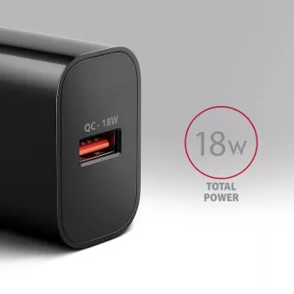 AXAGON ACU-QC18, 18W omrežni polnilnik, 1x USB-A, QC3.0/AFC/Apple, črn