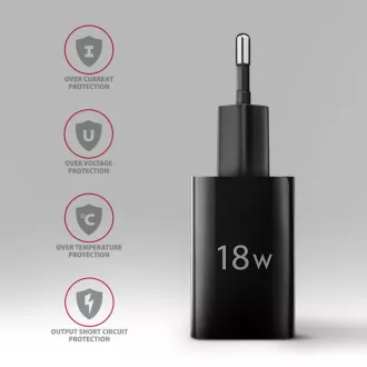 AXAGON ACU-QC18, 18W omrežni polnilnik, 1x USB-A, QC3.0/AFC/Apple, črn