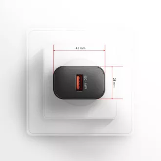 AXAGON ACU-QC18, 18W omrežni polnilnik, 1x USB-A, QC3.0/AFC/Apple, črn