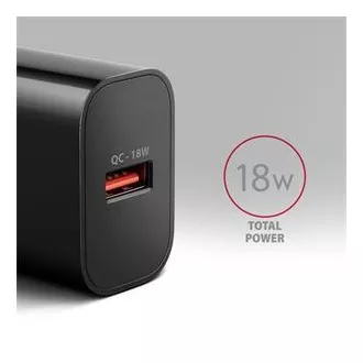 AXAGON ACU-QC18, 18W omrežni polnilnik, 1x USB-A, QC3.0/AFC/Apple, črn