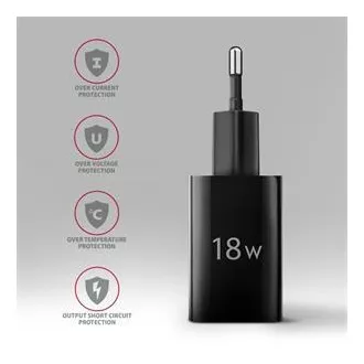 AXAGON ACU-QC18, 18W omrežni polnilnik, 1x USB-A, QC3.0/AFC/Apple, črn