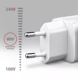 AXAGON ACU-PD20W, 20W omrežni polnilnik, 1x vrata USB-C, PD3.0/PPS/QC4 /AFC/Apple, bel