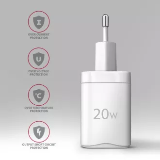 AXAGON ACU-PD20W, 20W omrežni polnilnik, 1x vrata USB-C, PD3.0/PPS/QC4 /AFC/Apple, bel