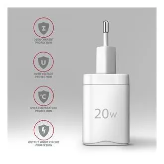 AXAGON ACU-PD20W, 20W omrežni polnilnik, 1x vrata USB-C, PD3.0/PPS/QC4 /AFC/Apple, bel