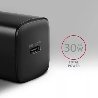 AXAGON ACU-PD30, polnilec 30 W, 1x vrata USB-C, PD3.0/PPS/QC4 /SFC/AFC/Apple, črn