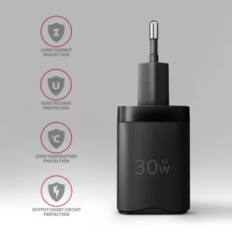 AXAGON ACU-PD30, polnilec 30 W, 1x vrata USB-C, PD3.0/PPS/QC4 /SFC/AFC/Apple, črn