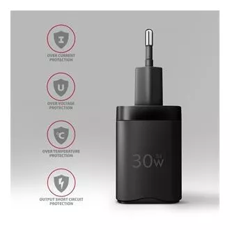 AXAGON ACU-PD30, polnilec 30 W, 1x vrata USB-C, PD3.0/PPS/QC4 /SFC/AFC/Apple, črn