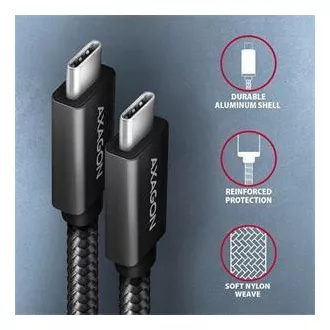 AXAGON BUCM32-CM05AB, SPEED  kabel USB-C <-> USB-C, 0,5 m, USB 20Gb/s, PD 100W 5A, 4K HD, ALU, oplet, črn