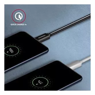 AXAGON BUCM32-CM05AB, SPEED  kabel USB-C <-> USB-C, 0,5 m, USB 20Gb/s, PD 100W 5A, 4K HD, ALU, oplet, črn