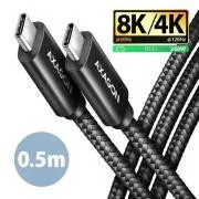 AXAGON BUCM4X-CM05AB NewGEN  kabel USB-C <-> USB-C, 0,5 m, USB4 Gen 3×2, PD 240 W 5 A, 8K HD, ALU, oplet, črn