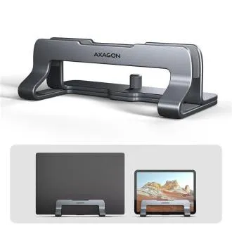 AXAGON STND-VG vertikalni aluminijasti stojalo za prenosni računalnik 10"–17,3", nastavljiv razmik, sivo AXAGON STND-VG vertikalni aluminijasti stojalo za prenosni računalnik 10"–17,3", nastavljiv razmik, sivo