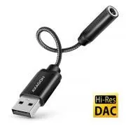 AXAGON ADA-HA, avdio adapter USB-A na 3,5-mm priključek Hi-Res DAC, 384 kHz/32 bitov, stereo