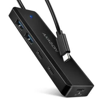 AXAGON HUE-C2C, potovalni hub s 4× USB 5 Gbps, 2× USB-A 2× USB-C, napajanje prek USB-C, kabel USB-C dolžine 19 cm AXAGON HUE-C2C, potovalni hub s 4× USB 5 Gbps, 2× USB-A 2× USB-C, napajanje prek USB-C, kabel USB-C dolžine 19 cm