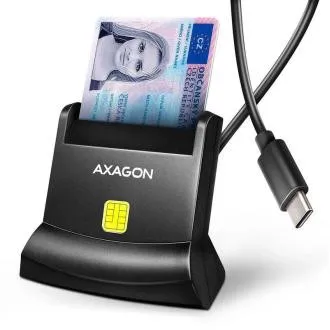AXAGON CRE-SM4NC, USB-C čitalnik kontaktnih kartic Smart Card (eObčanka), s stojalom, kabel 1,2 m
