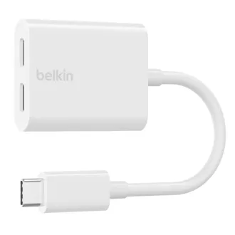 Belkinov adapter/odklopnik USB-C - napajalnik USB-C   zvočni/polnilni adapter USB-C, bel