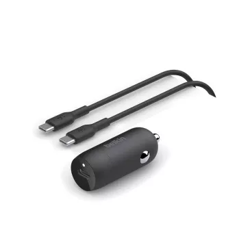 Belkin BOOSTCHARGE™ 30W USB-C Power Delivery PPS avtomobilski polnilnik   1m kabel USB-C do USB-C, črn